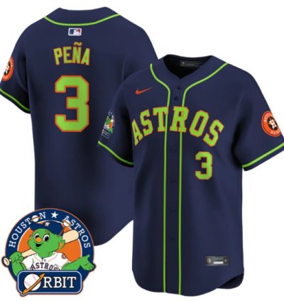 Jeremy Pena Jersey 3 Astros Orbit Patch Vapor Premier Limited V2 Stitched Navy