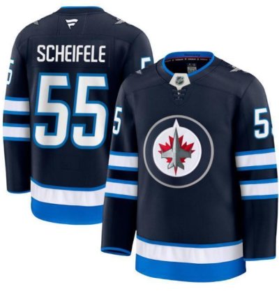 Custom Mark Scheifele Jets Jersey - Navy All Stitched