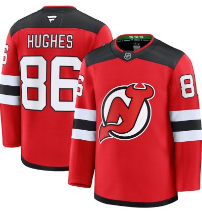 New Jersey Devils 86 Jack Hughes Home Premium Jersey Red