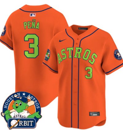 Jeremy Pena Jersey 3 Astros Orbit Patch Vapor Premier Limited V2 Stitched Orange