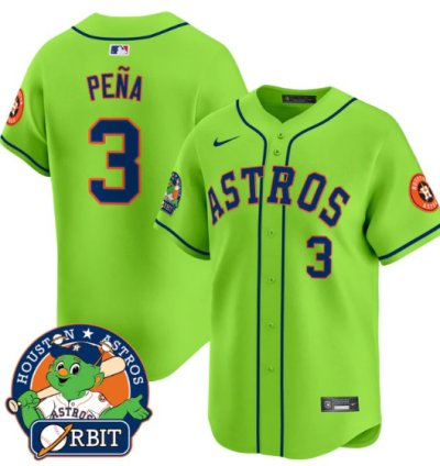 Jeremy Pena Jersey 3 Astros Orbit Patch Vapor Premier Limited V2 Stitched Green