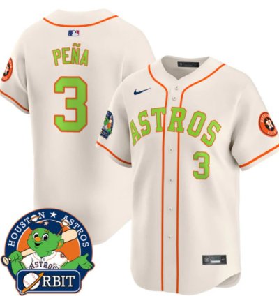 Jeremy Pena Jersey 3 Astros Orbit Patch Vapor Premier Limited V2 Stitched Cream