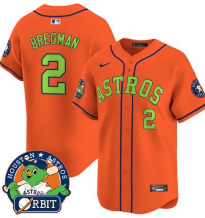 Alex Bregman Jersey 2 Astros Orbit Patch Vapor Premier Limited V2 Stitched Orange