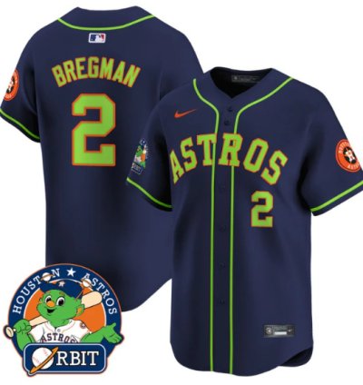 Alex Bregman Jersey 2 Astros Orbit Patch Vapor Premier Limited V2 Stitched Navy