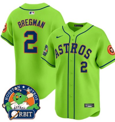 Alex Bregman Jersey 2 Astros Orbit Patch Vapor Premier Limited V2 Stitched Green