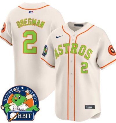 Alex Bregman Jersey 2 Astros Orbit Patch Vapor Premier Limited V2 Stitched Cream