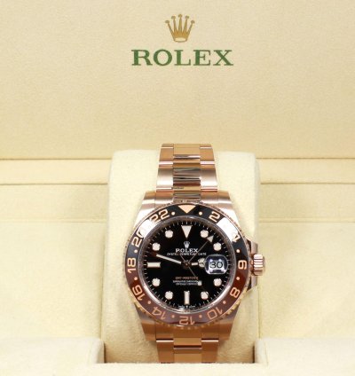 Rolex Gmt-master Ii 126715 Root Beer 18k Rose Gold Ceramic Box Papers Unworn