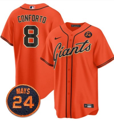 Michael Conforto Jersey 8 San Francisco Giants 24 Willie Mays Patch 2024 Premier Orange