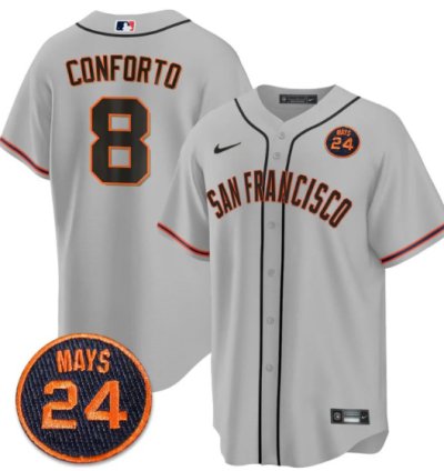 Michael Conforto Jersey 8 San Francisco Giants 24 Willie Mays Patch 2024 Premier Gray