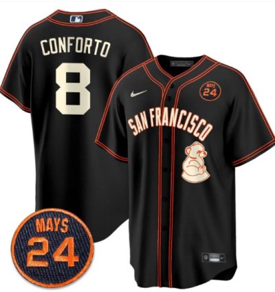 Michael Conforto Jersey 8 San Francisco Giants 24 Willie Mays Patch 2024 Premier Black Limited