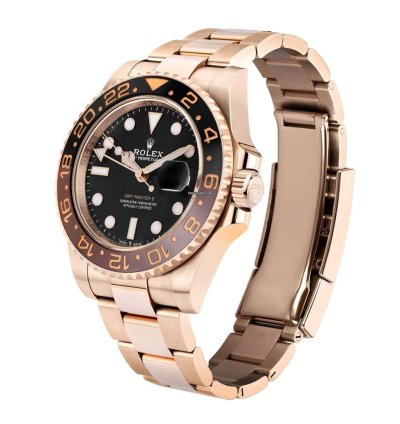Rolex Gmt-master Ii 126715chnr 18k Rose Gold Black Dial 40 Mm