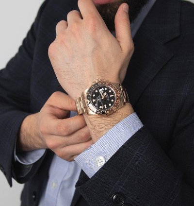 Rolex Gmt-master Ii 126715chnr 18k Rose Gold Black Dial 40 Mm