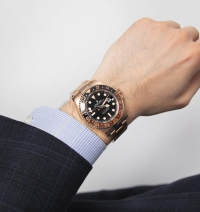 Rolex Gmt-master Ii 126715chnr 18k Rose Gold Black Dial 40 Mm