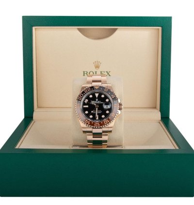 Rolex Gmt-master Ii 126715chnr 18k Rose Gold Black Dial 40 Mm