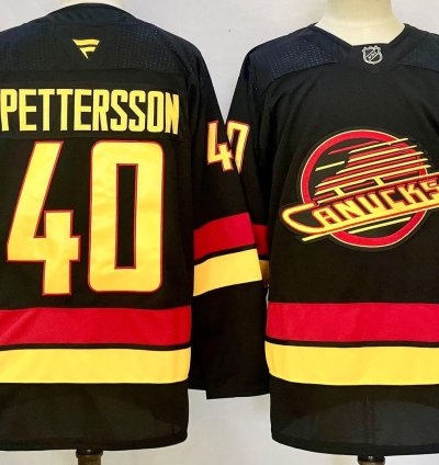 Custom Men Elias Pettersson Canucks Black Jersey All Stitched