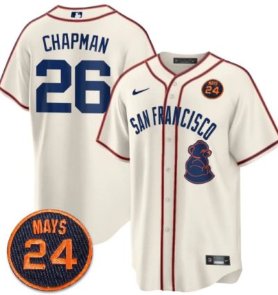 Matt Chapman Jersey 26 San Francisco Giants 24 Willie Mays Patch 2024 Vapor Premier Cream