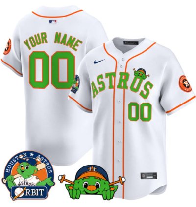 Custom Astros Jersey Name Number Orbit Patch Vapor Premier Limited V3 Stitched White