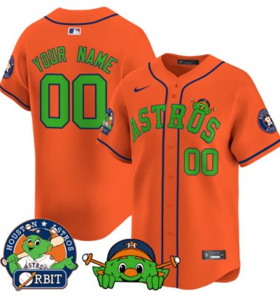 Custom Astros Jersey Name Number Orbit Patch Vapor Premier Limited V3 Stitched Orange
