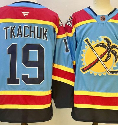 Custom Men Matthew Tkachuk Panthers Light Blue Jersey All Stitched