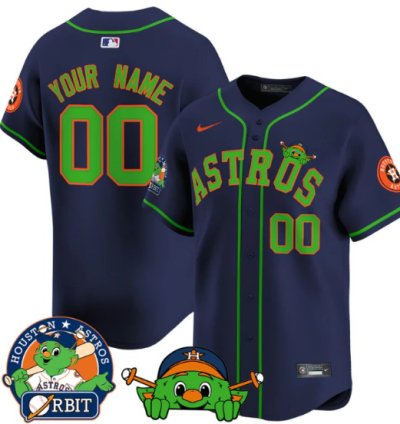 Custom Astros Jersey Name Number Orbit Patch Vapor Premier Limited V3 Stitched Navy