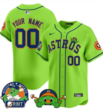 Custom Astros Jersey Name Number Orbit Patch Vapor Premier Limited V3 Stitched Green