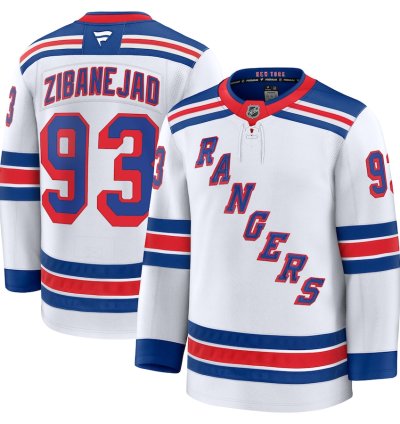 New York Rangers 93 Mika Zibanejad Away Premium Jersey White