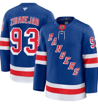 New York Rangers 93 Mika Zibanejad Home Premium Jersey Blue