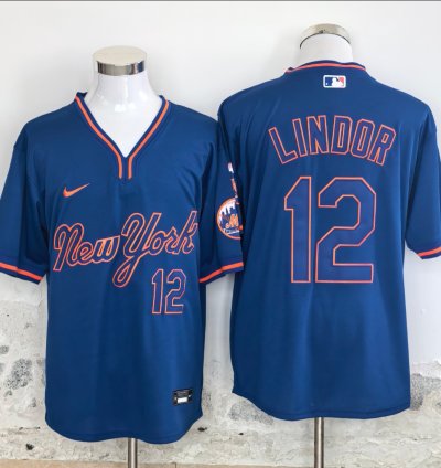 New York Mets 12 Francisco Lindor Jersey Stitched 2025 Pullover