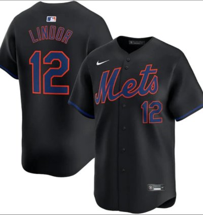 New York Mets 12 Francisco Lindor Jersey Stitched Black