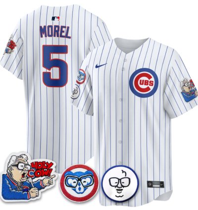 Christopher Morel Jersey 5 Chicago Cubs Harry Caray Holy Cow Patch Premier Limited Stitched White