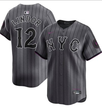 New York Mets 12 Francisco Lindor Jersey Stitched Grey Alternate