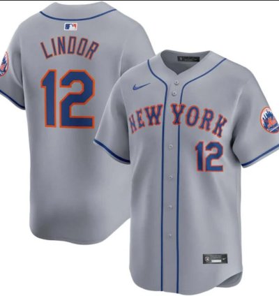 New York Mets 12 Francisco Lindor Jersey Stitched Grey