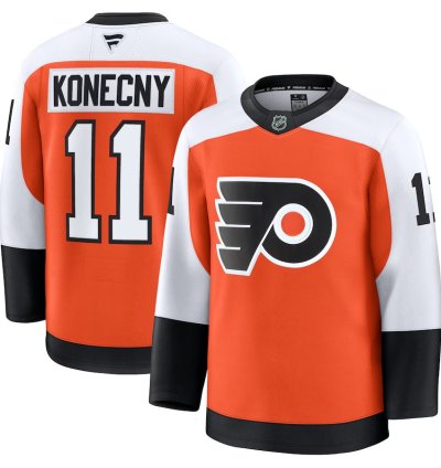 Philadelphia Flyers 11 Travis Konecny Home Premium Jersey Burnt Orange