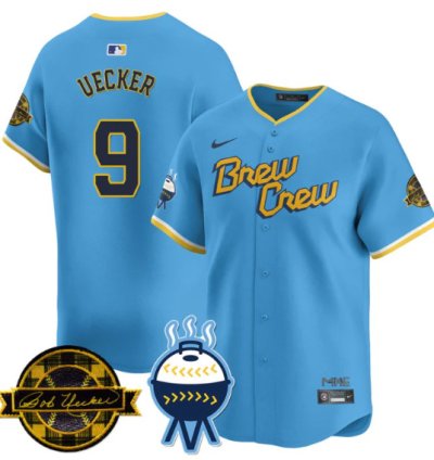 Bob Uecker Jersey 9 Milwaukee Brewers 2025 Limited Bob Uecker Patch Stitched City Connect