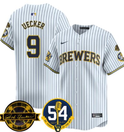 Bob Uecker Jersey 9 Milwaukee Brewers 2025 Bob Uecker 54 Seasons For Brewers Stitched White