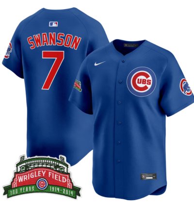 Dansby Swanson Jersey 7 Chicago Cubs Wrigley Field Style Vapor Premier Limited All Stitched Royal