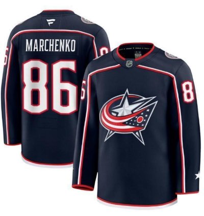 Mens Kirill Marchenko Jersey 86 Columbus Blue Jackets Navy All Stitched