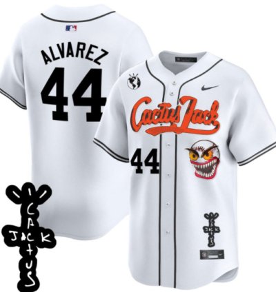 Yordan Álvarez 44 Houston Astros Cactus Jack Patch V2 Men Jersey - White