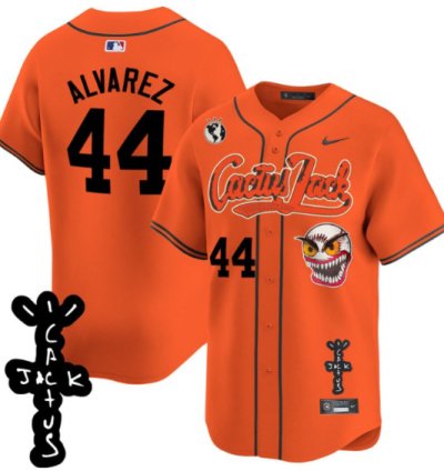 Yordan Álvarez 44 Houston Astros Cactus Jack Patch V2 Men Jersey - Orange