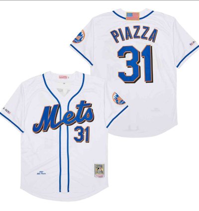New York Mets 31 Mike Piazza Jersey Stitched White