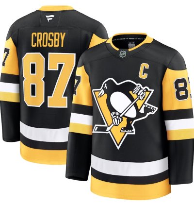 Pittsburgh Penguins 87 Sidney Crosby Home Premium Jersey Black