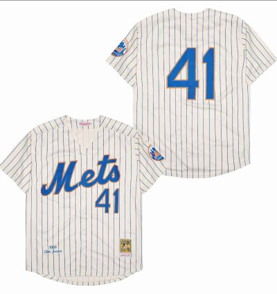 New York Mets 41 Tom Seaver Jersey Stitched 1969 Cream Pinstripe