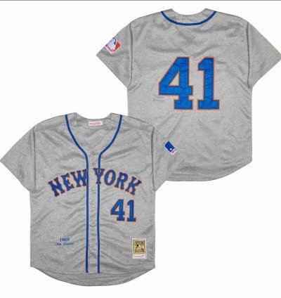 New York Mets 41 Tom Seaver Jersey Stitched 1969 Hemp Grey