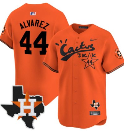 Yordan Alvarez 44 Houston Astros Cactus Jack Houston Patch Orange Limited Jersey