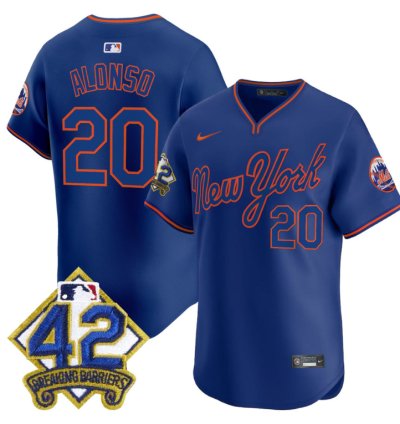 Pete Alonso Jersey 20 New York Mets 2025 Jackie Robinson Patch Road Alternate Stitched Royal