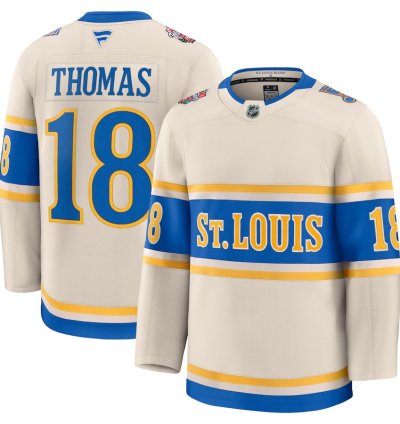 St Louis Blues 18 Robert Thomas 2025 Nhl Winter Classic Premium Cream Jersey