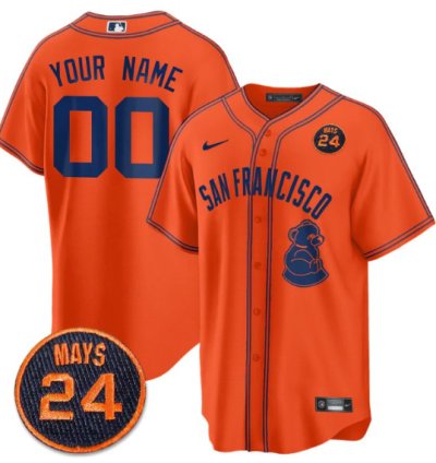 Custom San Francisco Giants Jersey 24 Willie Mays Patch 2024 Vapor Premier Limited Orange Limited