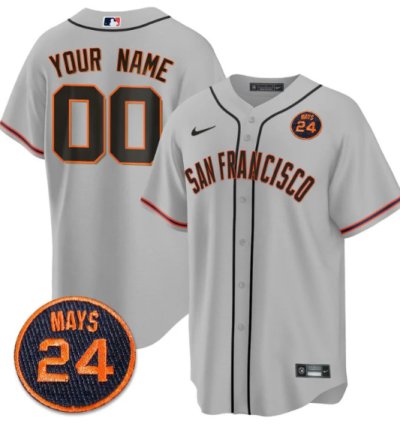 Custom San Francisco Giants Jersey 24 Willie Mays Patch 2024 Vapor Premier Limited Gray
