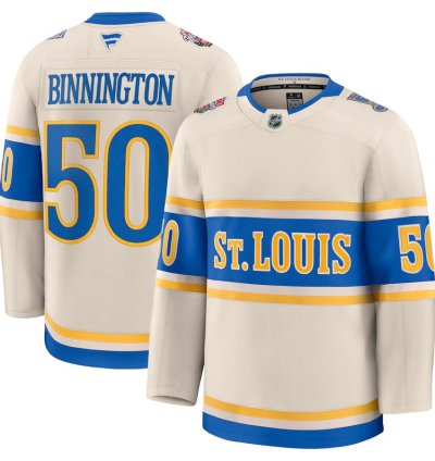 St Louis Blues 50 Jordan Binnington 2025 Nhl Winter Classic Premium Cream Jersey