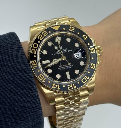 Rolex Gmt-master Ii 18 Ct Yellow Gold Black Dial Jubilee